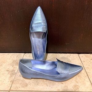 Nine West - metallic textured pointed toe loafers